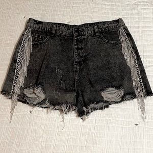 Black rhinestone shorts